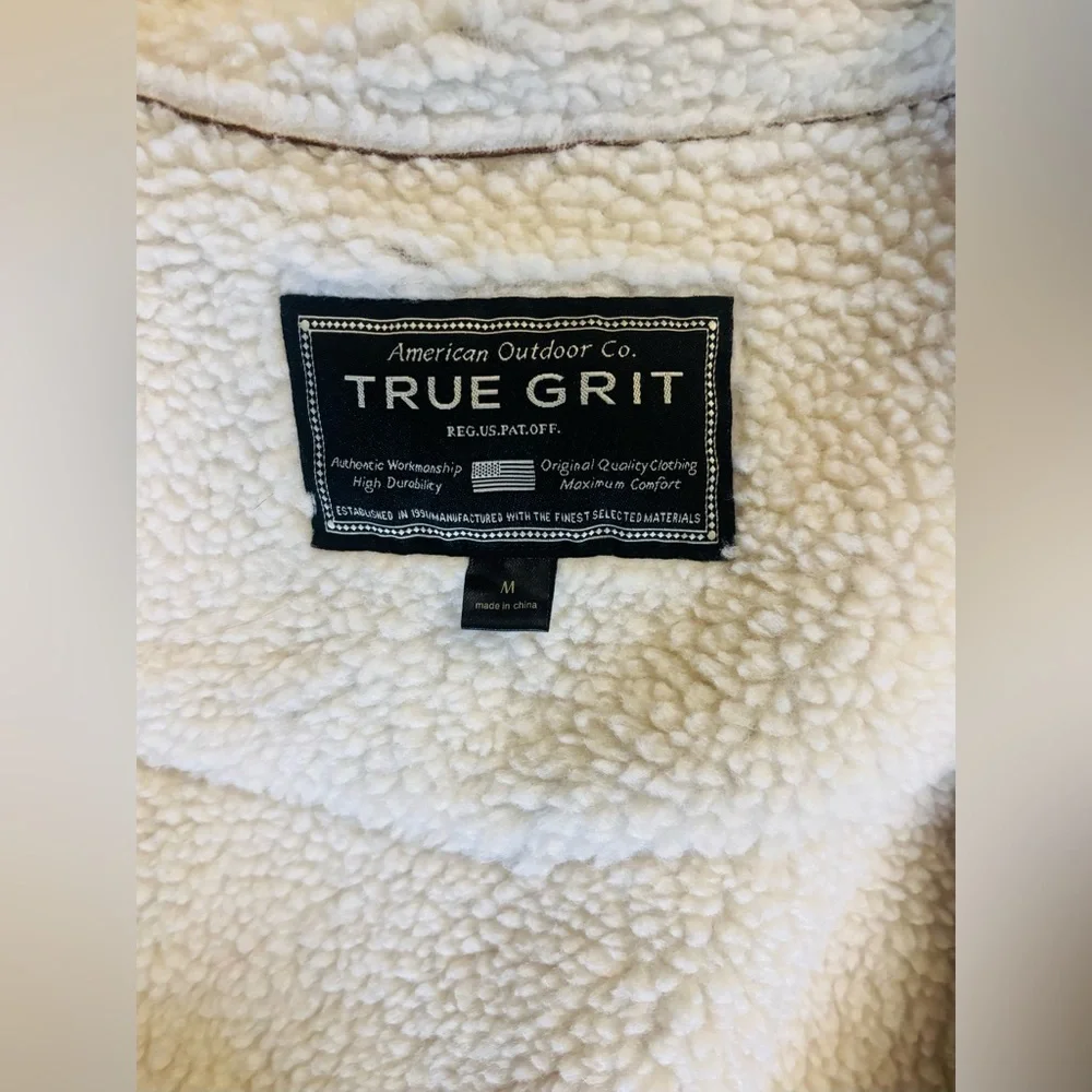 TRU GRIT VINTAGE WASHED BROWN SHERPA BUTTON JACKET SHACKET SIZE: MEDIUM